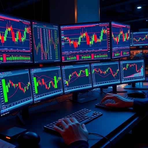 Flux_Schnell_A_modern_trading_desk_pulsating_with_the_vibrant__0-1