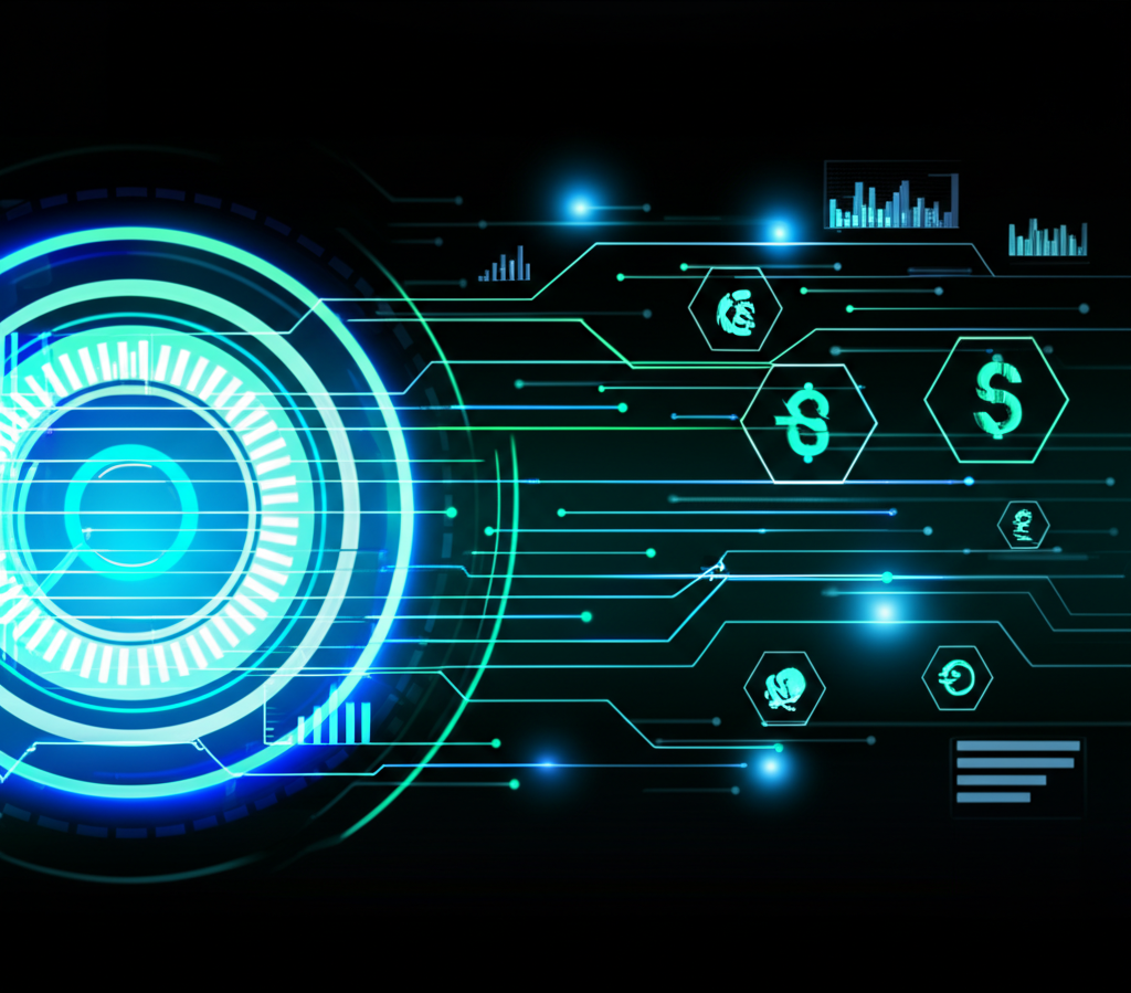 Digital speed, finance illustration
