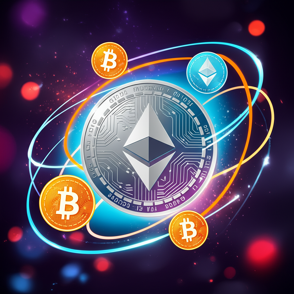 以數位幣為基礎，BTC與ETH等資產圍繞運行，象徵無到期日的幣本位合約
