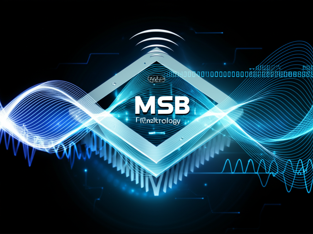 發光的MSB Technology DAC周圍環繞著空靈的聲波與數位類比轉換元素，象徵頂級音質與精準度