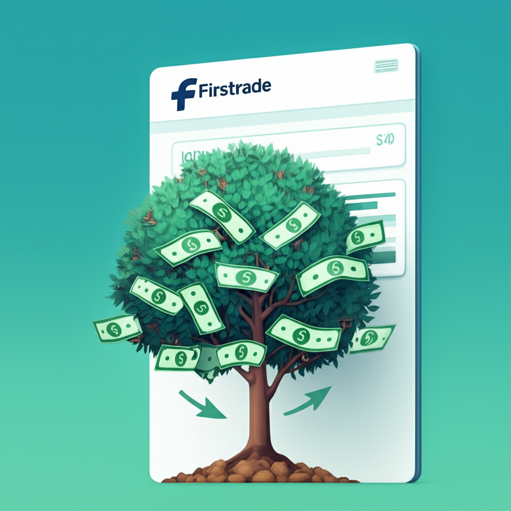 Firstrade帳戶中閒置現金自動成長如金錢樹，強調被動收入與每月自動入帳