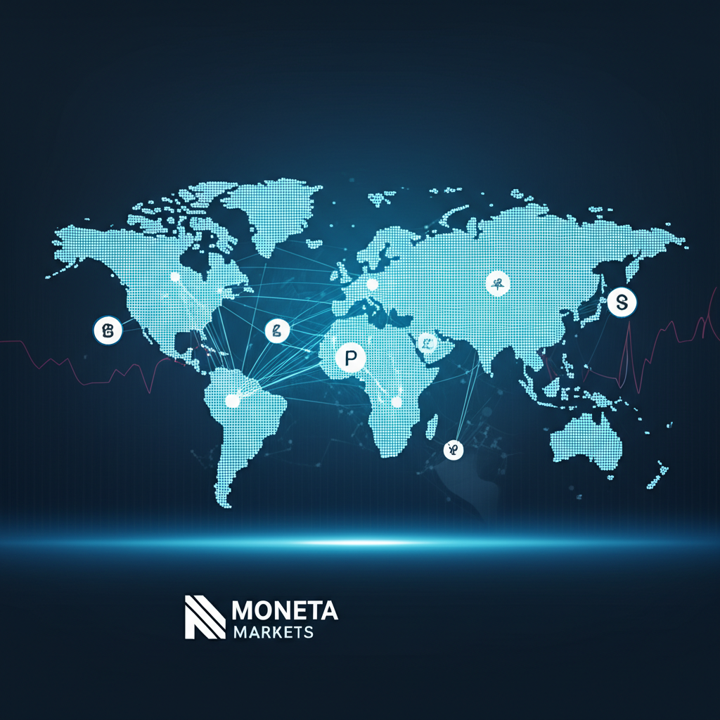 Moneta Markets 全球交易網絡示意圖