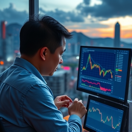台灣投資者專注觀察多螢幕金融資訊