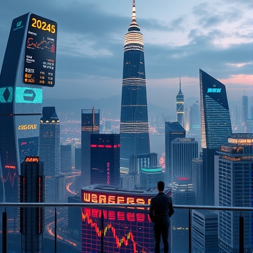 動感未來感香港城市景觀,象徵金融交易的高速與變革