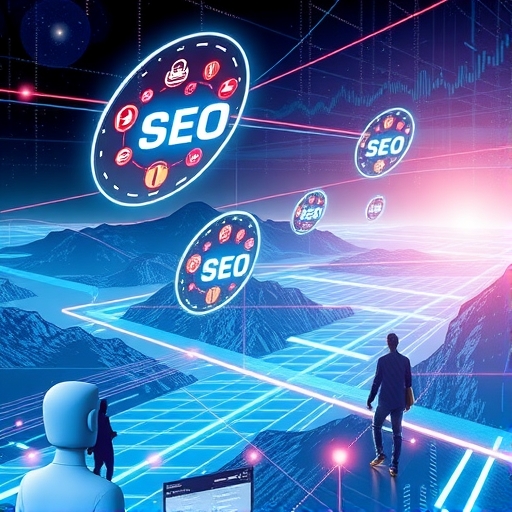 SEO內容策略中的競爭分析與主題叢集視覺化示意圖