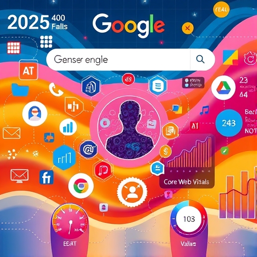 Google搜尋引擎演算法與SEO排名關係視覺化圖示