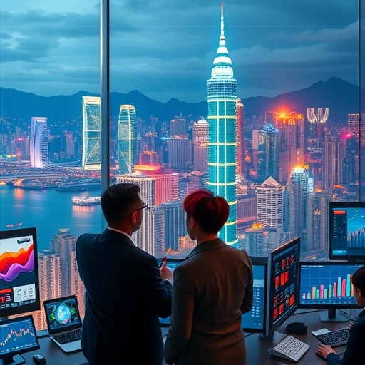 2025年香港外匯金融中心未來感夜景