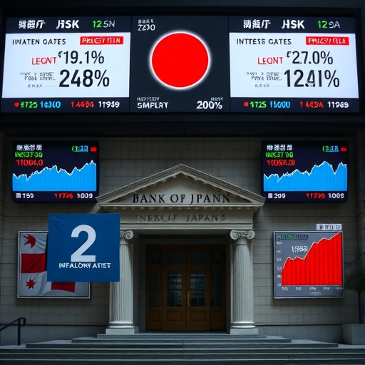 日銀政策轉向，金融市場數據螢幕顯示匯率與利率變動趨勢