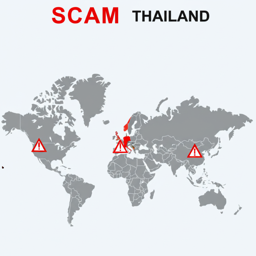 台灣與泰國地圖標示外匯詐騙警示區域