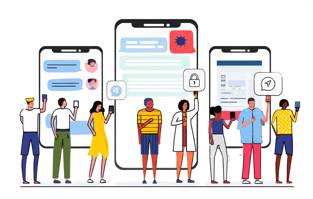 一群來自台灣各地的人透過加密訊息無縫連結，展現 Telegram 強調速度與隱私的通訊特色
