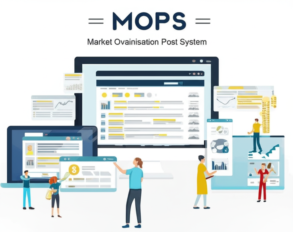 MOPS 安全數位平台示意圖，呈現官方透明財務資料，投資者透過螢幕存取資訊