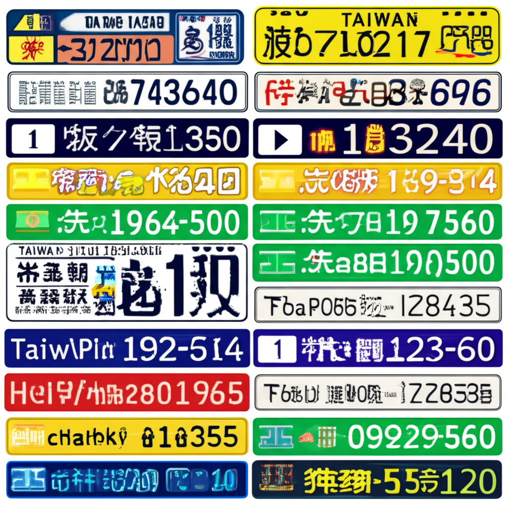 台灣與香港車輛牌照樣式對比圖，呈現不同顏色與編碼特色