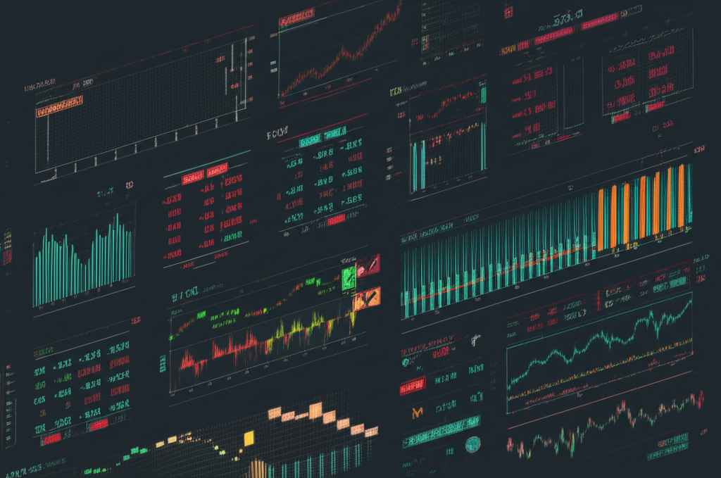 Digital trading interface, data, illustration