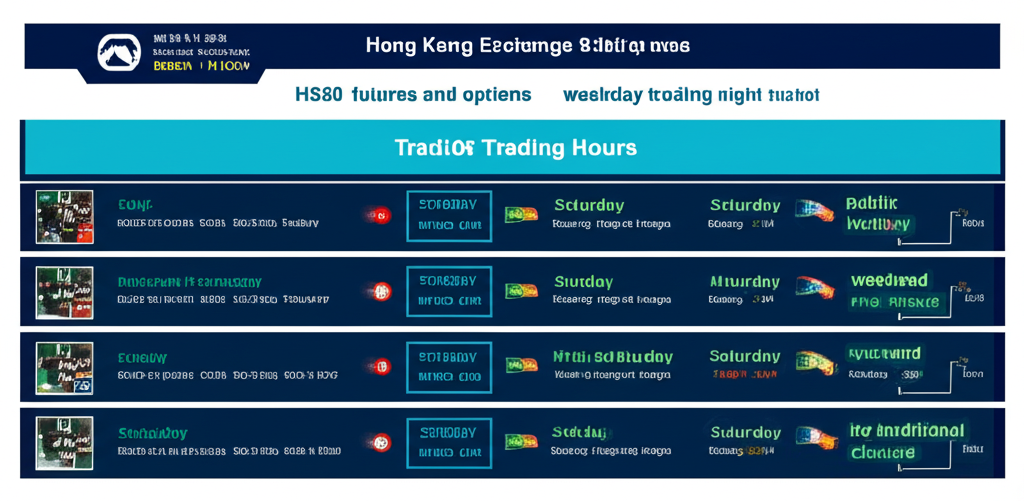 香港交易所 HKEX 交易時間表：HS50期貨與期權平日交易時段、午休安排、夜市交易時間、週末及公眾假期休市示意圖