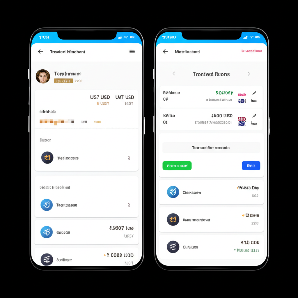 點對點交易介面插圖,展示用戶向可信商家賣出USDT,並強調安全付款確認與交易記錄