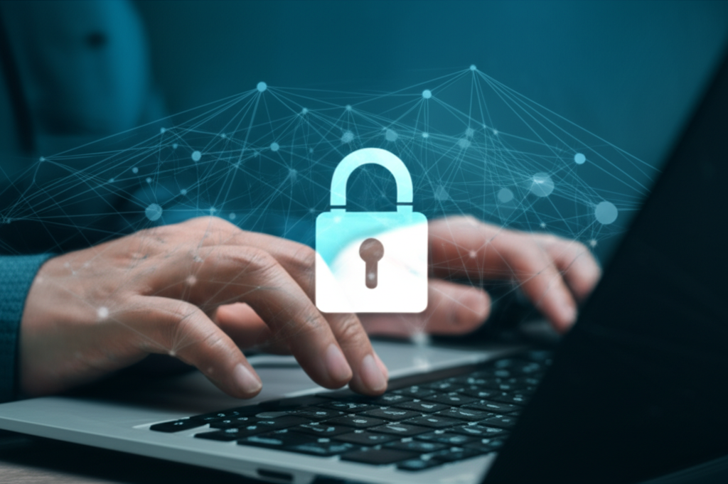 Person securely managing digital assets with Binance Authenticator protection and global network background