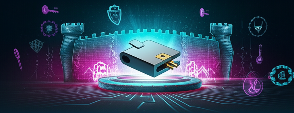 數位堡壘插圖:Ledger錢包在虛擬世界中守護加密私鑰,抵禦駭客攻擊