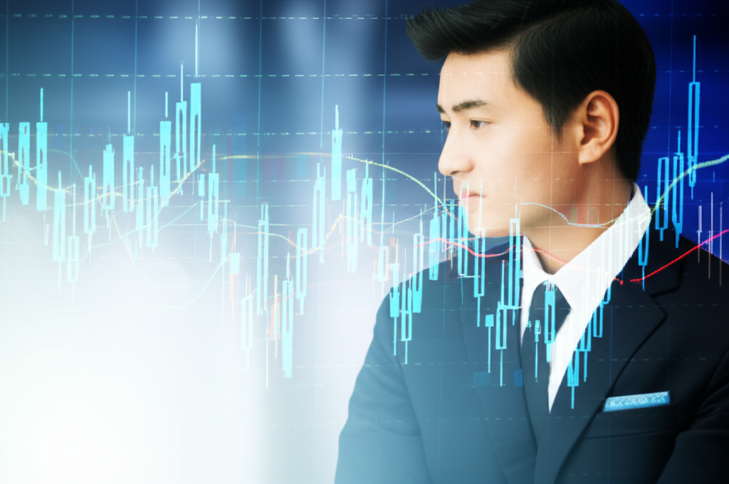 Thai investor, forex chart, illustration