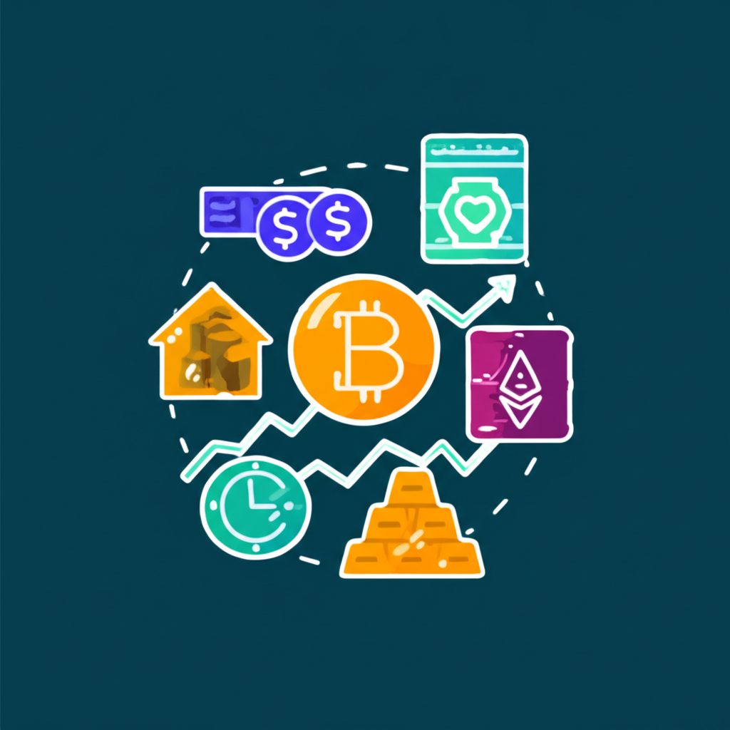 單一數位平台顯示多樣交易產品圖示,如股票、加密貨幣、外匯、商品與指數,滿足不同投資偏好與風險承受度