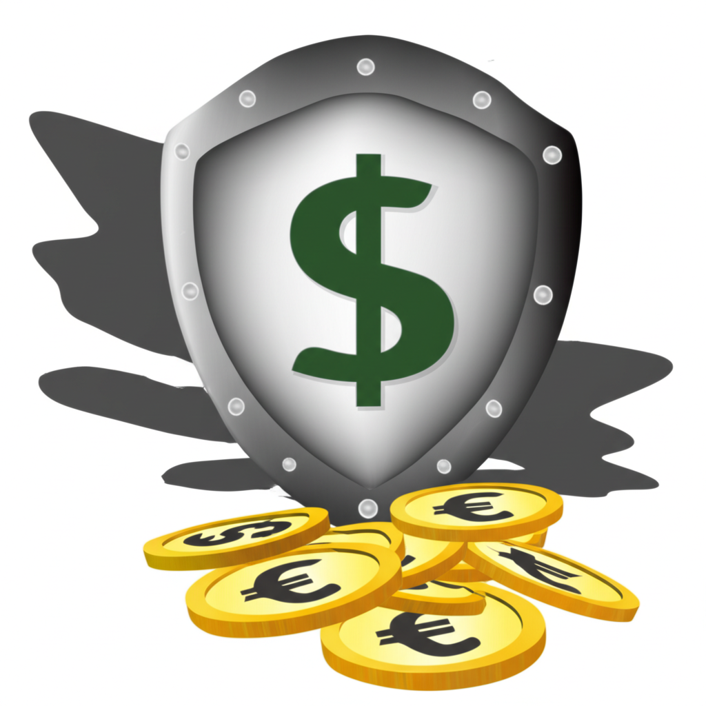 保護資金免受風險的盾牌插圖