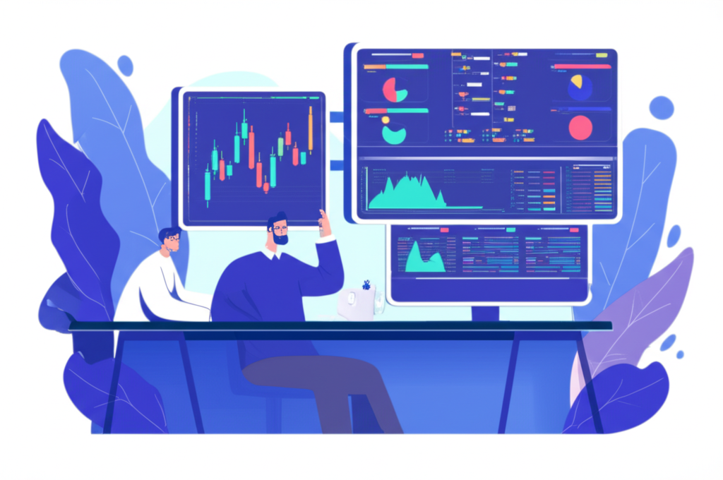 AI and human support in forex illustration