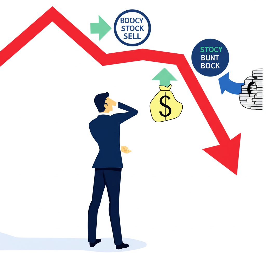 股票放空獲利機制示意圖:借股賣出、低價回補賺取價差