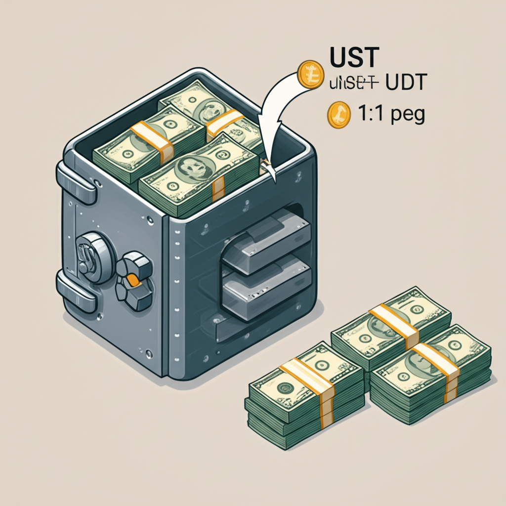 Tether公司管理充滿美元現金和債券的儲備庫，支撐USDT的發行與銷毀，維持1:1掛鉤