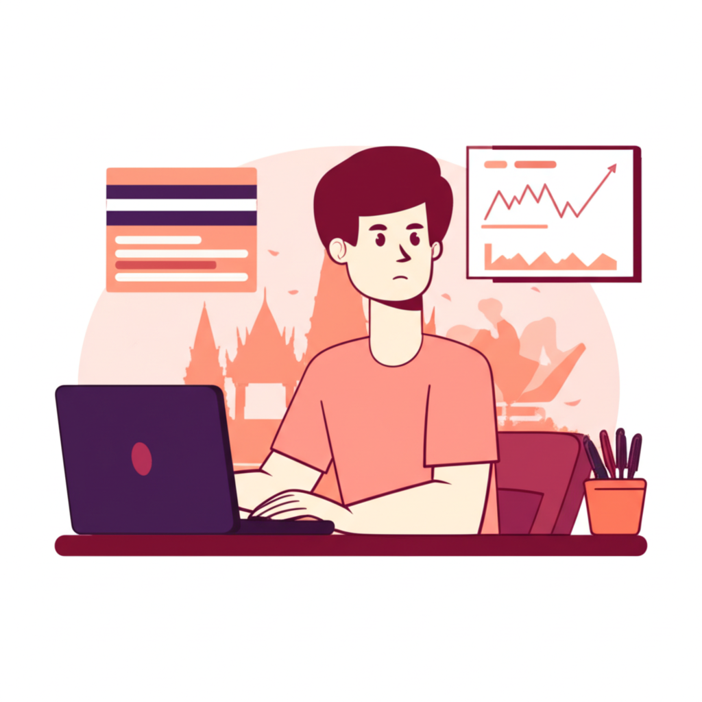Thai trader learning forex illustration