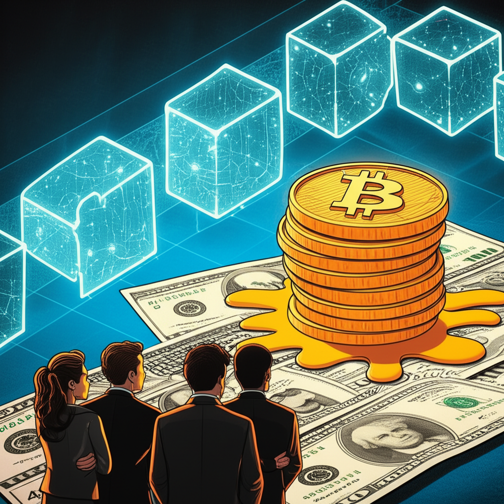 區塊鏈帳本與比特幣供應的插圖，強調透明性、稀缺性和抗通膨特性