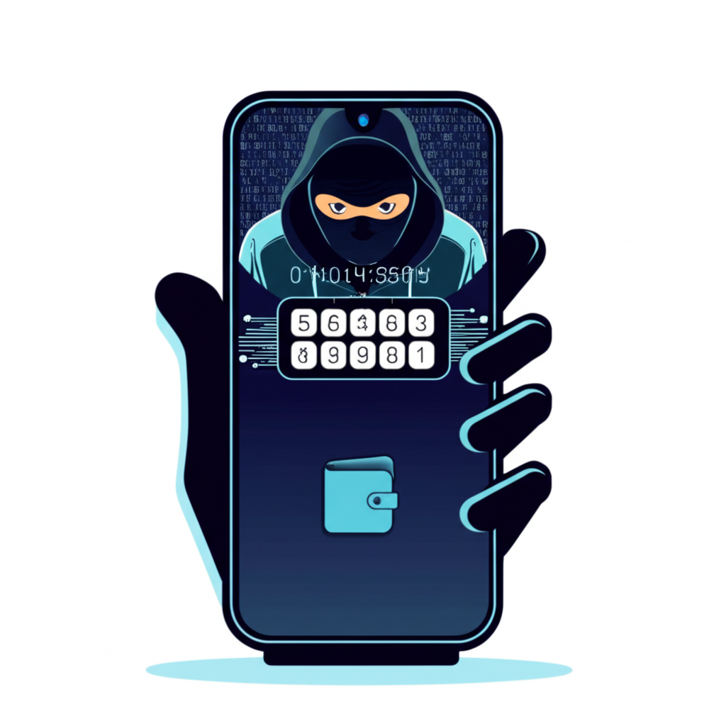 智慧手機顯示旋轉6位驗證碼的插圖,保護數位錢包免受駭客攻擊