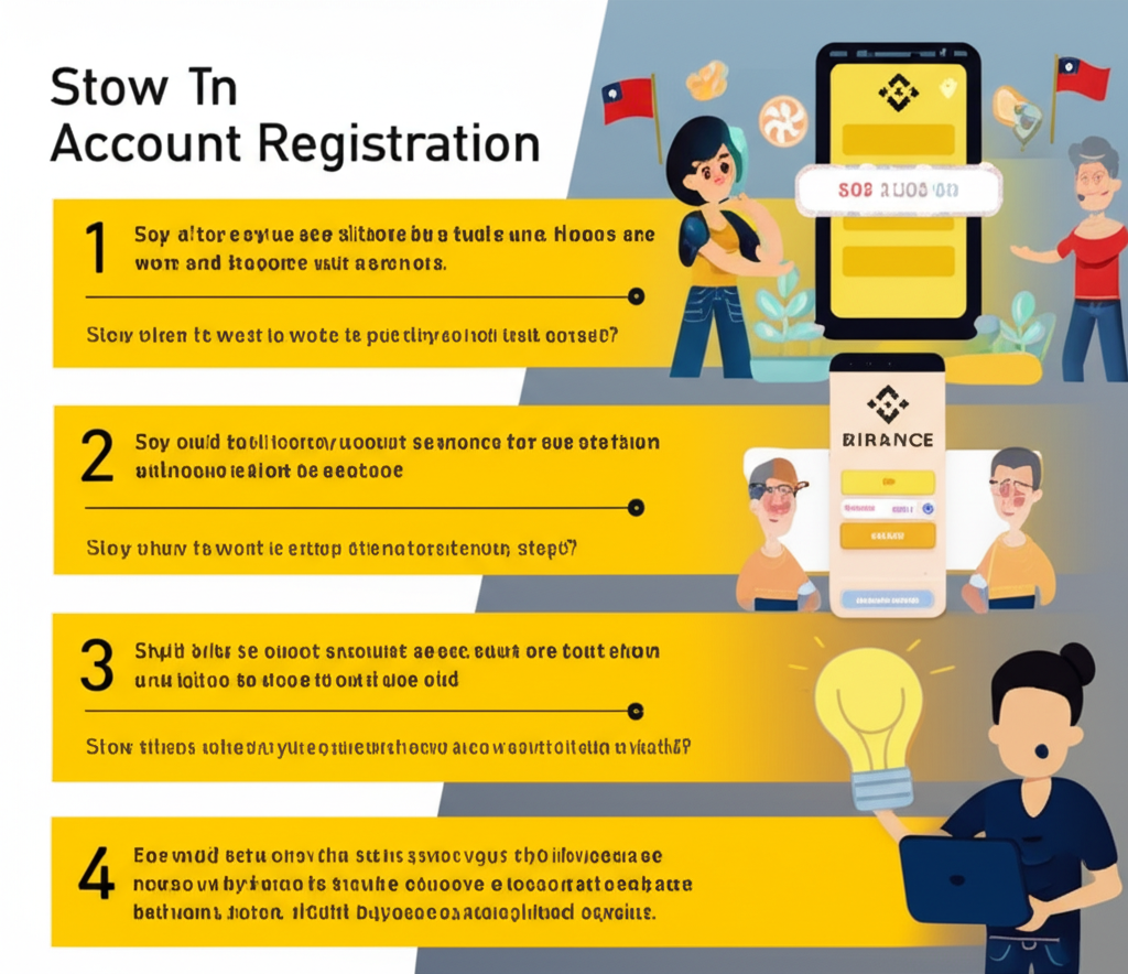 台灣和香港用戶進行幣安帳戶註冊流程的插圖，包含詳細步驟指南