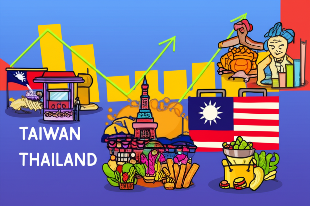 Taiwan Thailand markets, growth, illustration