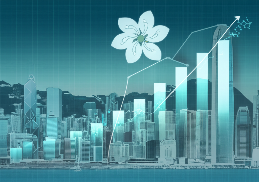 Hong Kong financial transparency, digital chart, illustration