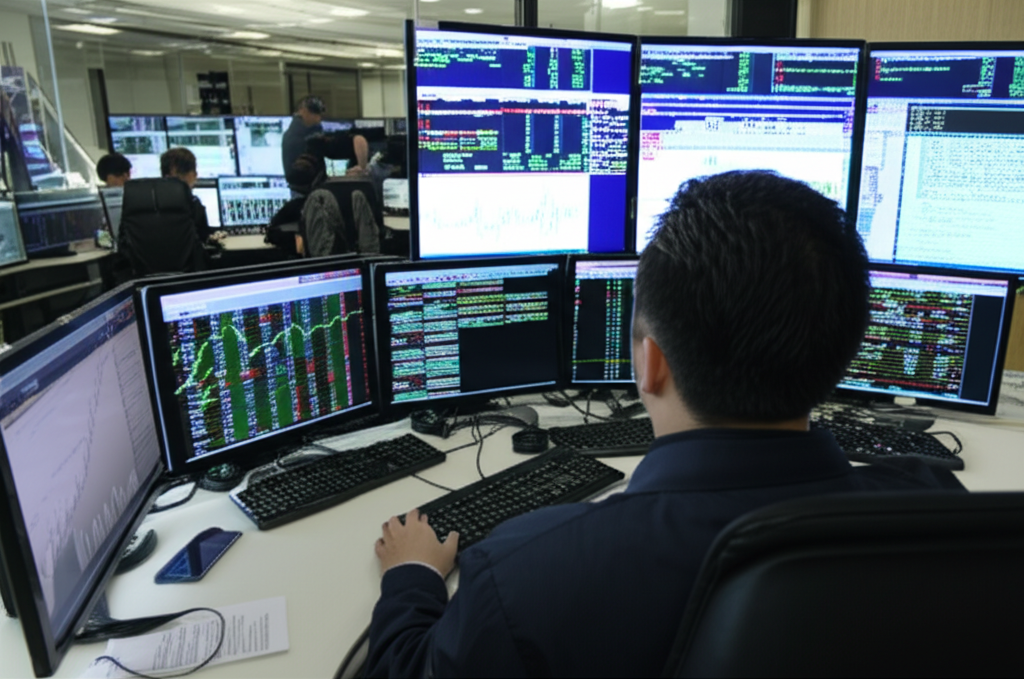 Asian investors trading forex