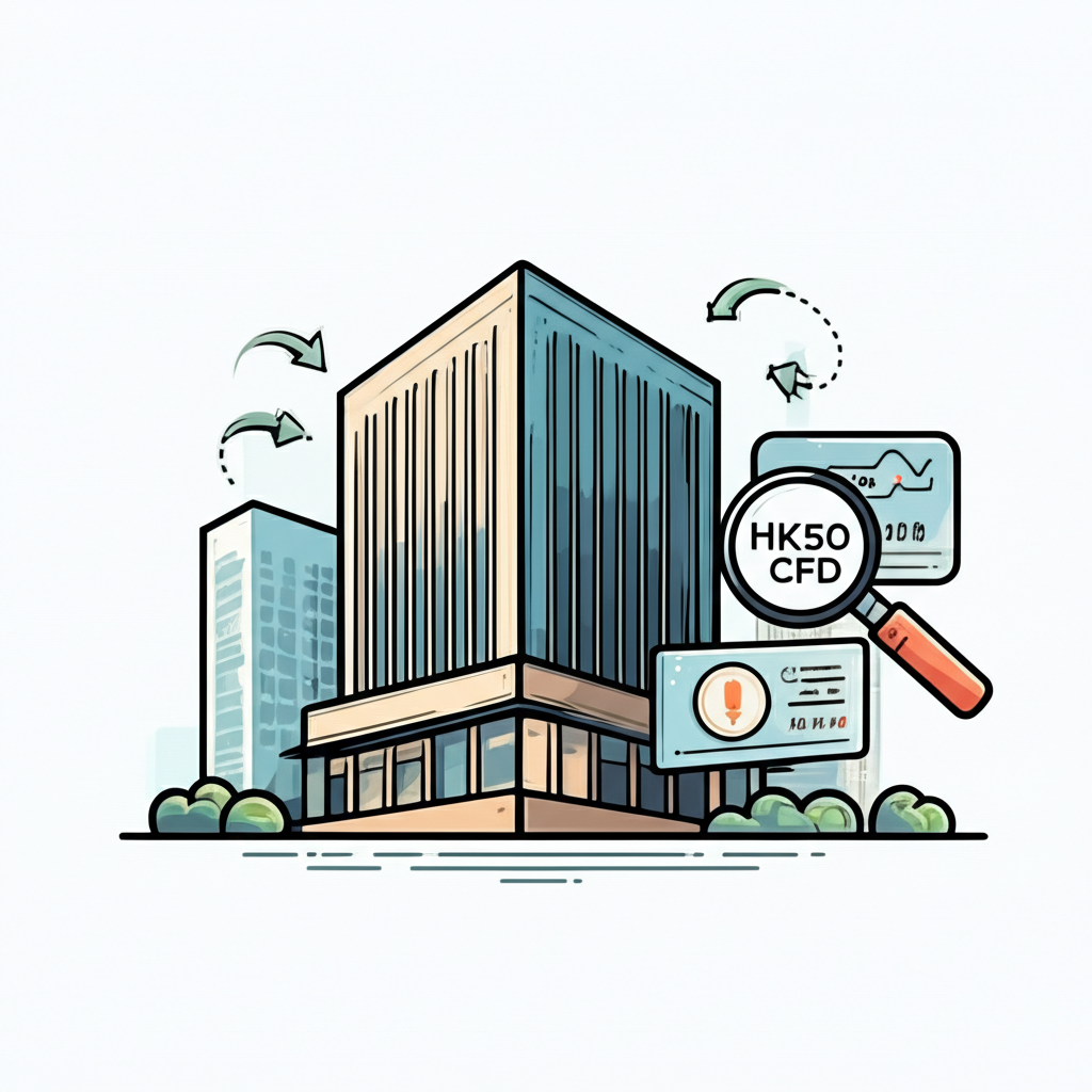 香港交易所建築與 HK50 CFD 數據顯示,強調槓桿盈虧圖表