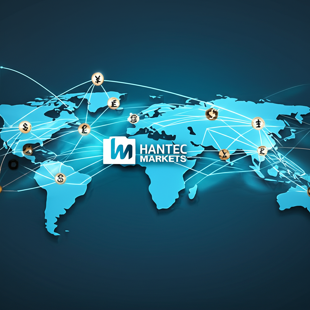 全球金融市場網絡連接圖,展示 Hantec Markets 的外匯與 CFD 交易服務,象徵其數十年來為多元客戶提供的穩定通道