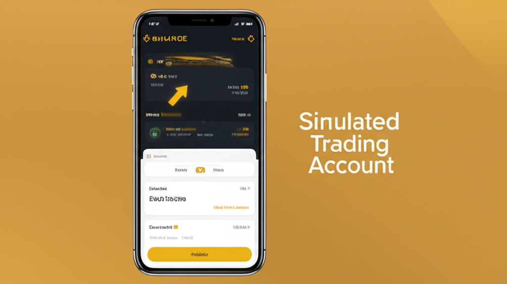 插圖:使用者正在操作幣安App或網站介面,創建模擬交易帳戶並領取虛擬資金