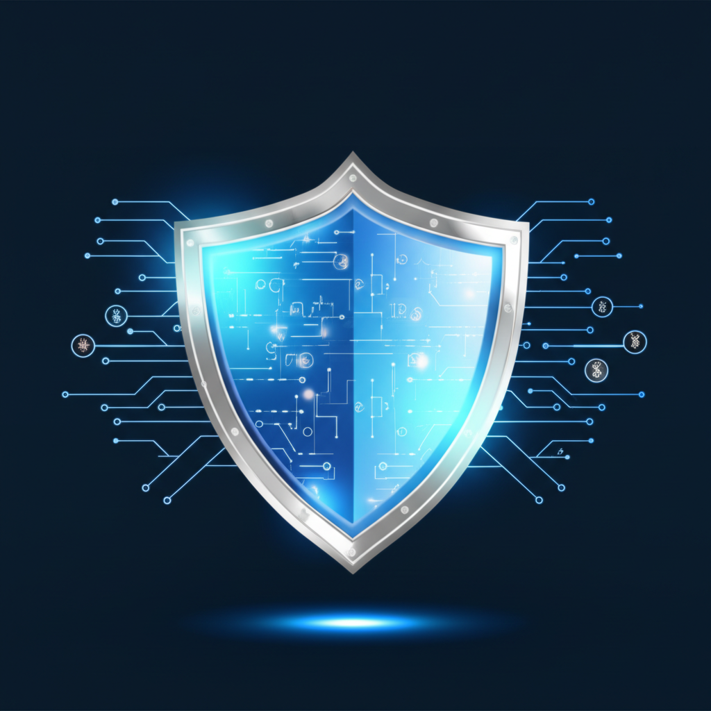 Digital finance safety, shield, illustration