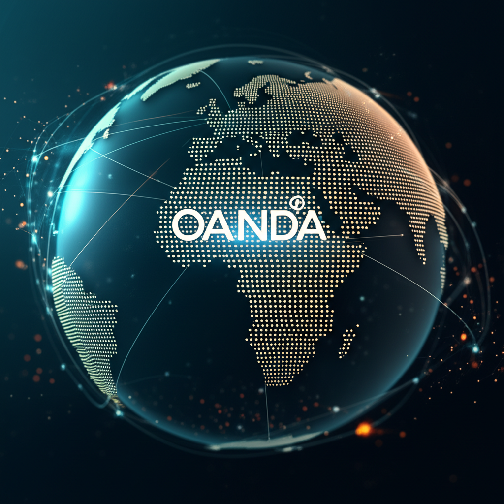 全球金融網絡圖示,OANDA作為即時匯率與專業外匯服務的核心樞紐