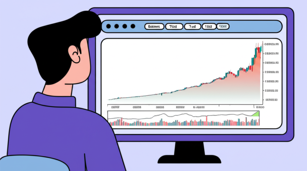 一位使用者在知名加密資料平台如CoinMarketCap上檢查比特幣對台幣即時價格,伴隨K線圖表與歷史里程碑,從早期到超過七萬美元的戲劇性成長