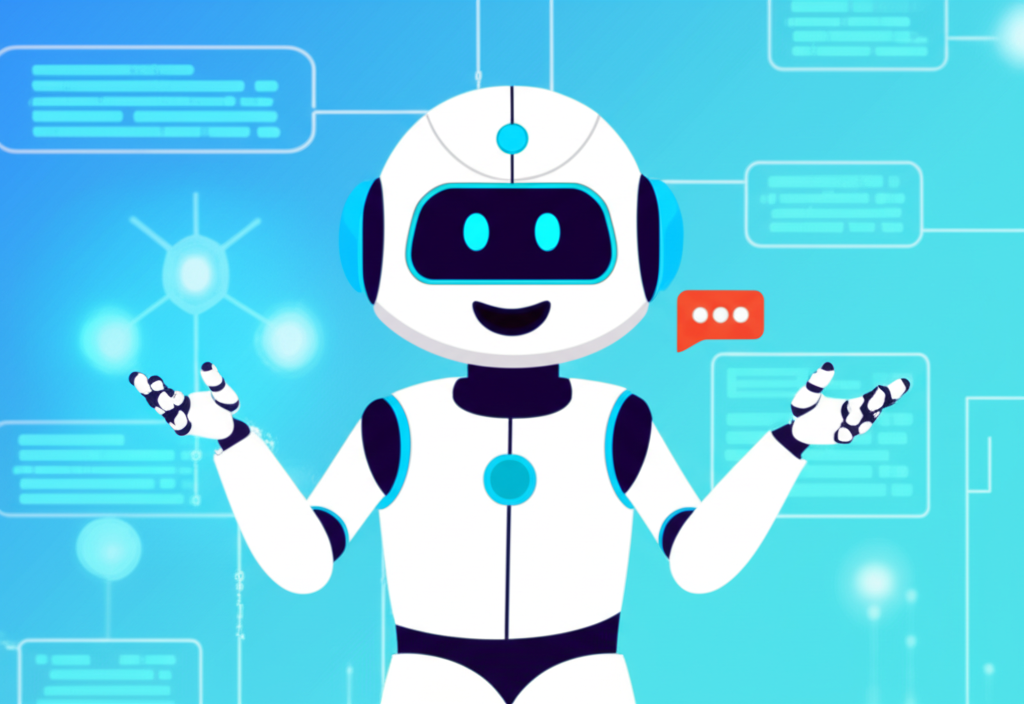 AI 助手在明亮數位工作空間中準備就緒,等待指令