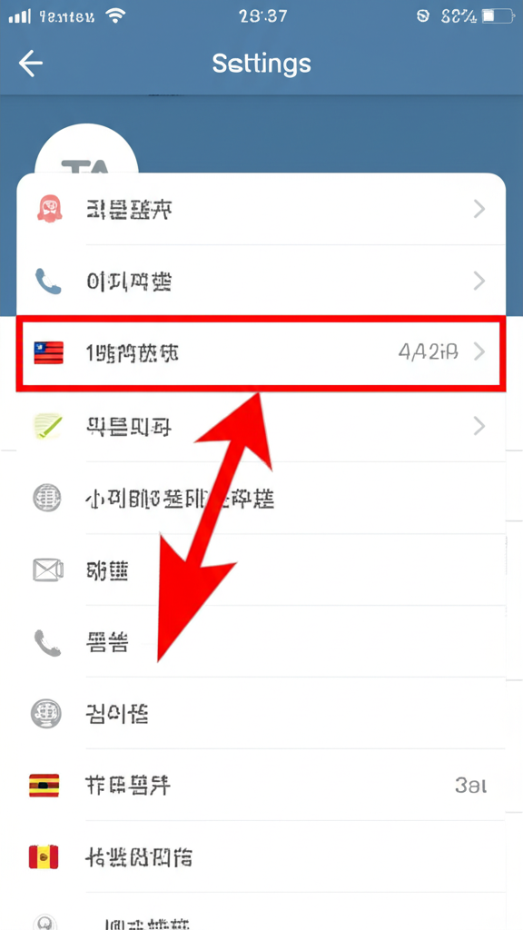 手機螢幕顯示 Telegram 設定畫面,語言選項已高亮標示,可選擇繁體或簡體中文