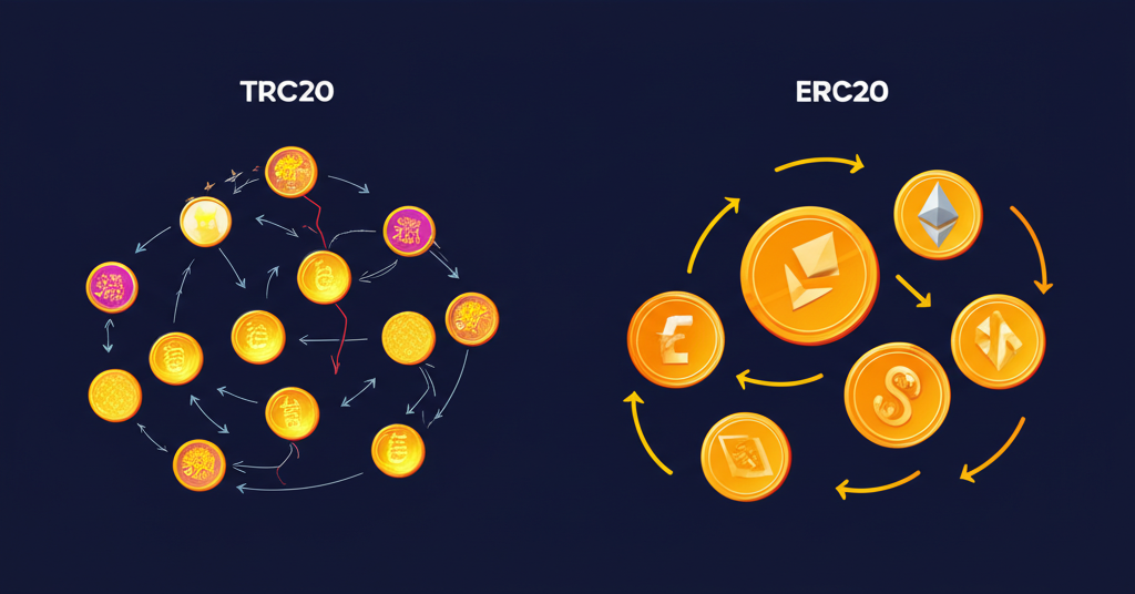 TRC20 和 ERC20 區塊鏈網路比較,強調低費與高效