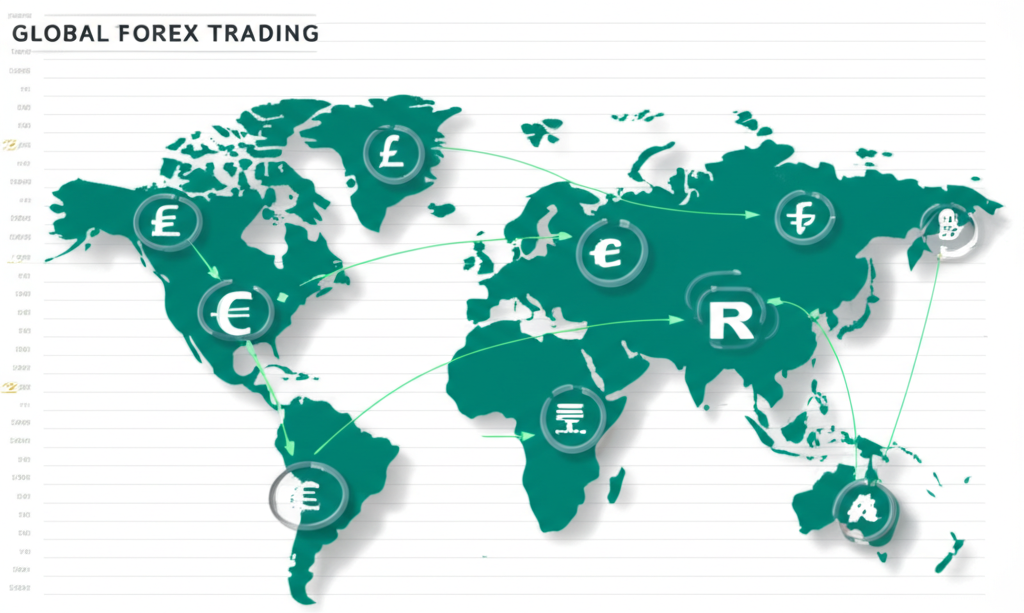 全球外匯交易示意圖,展現國際資金流動與市場連結