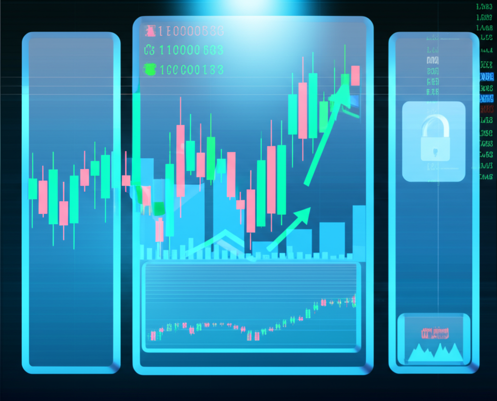 Digital illustration of transparent forex platform, secure trading