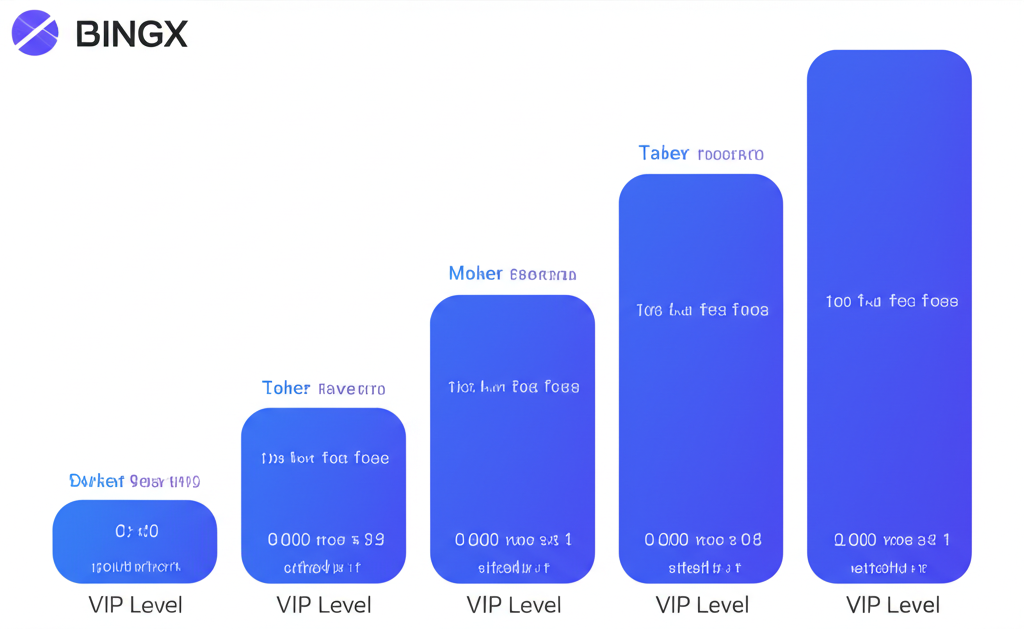 BingX 現貨交易掛單與吃單費率比較插圖,包含 VIP 等級階梯顯示成本降低