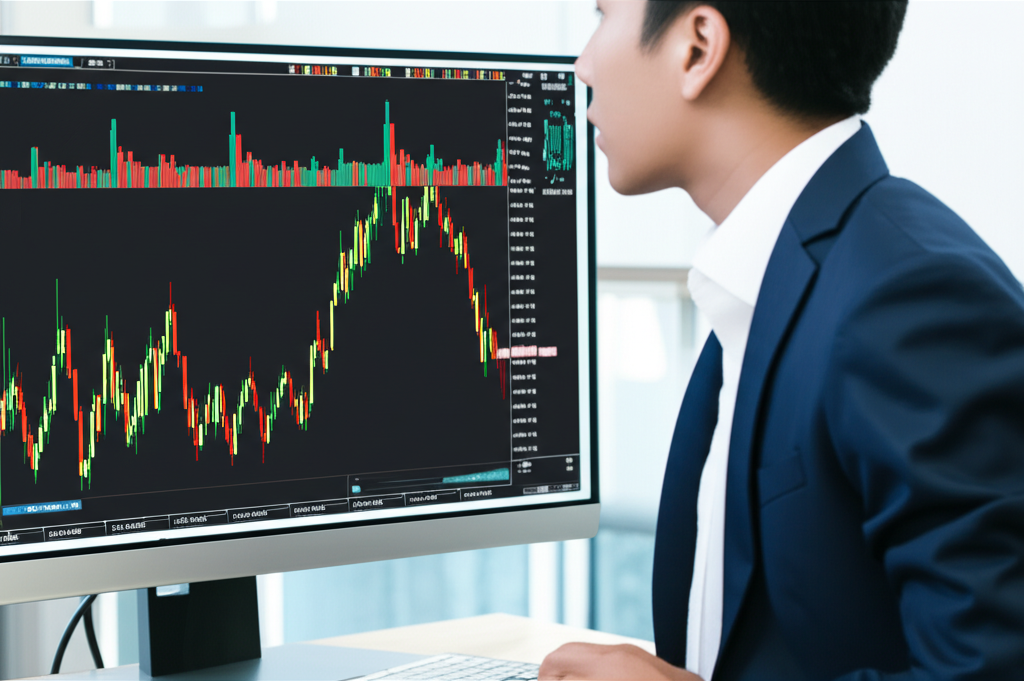 Thai investor analyzing forex charts