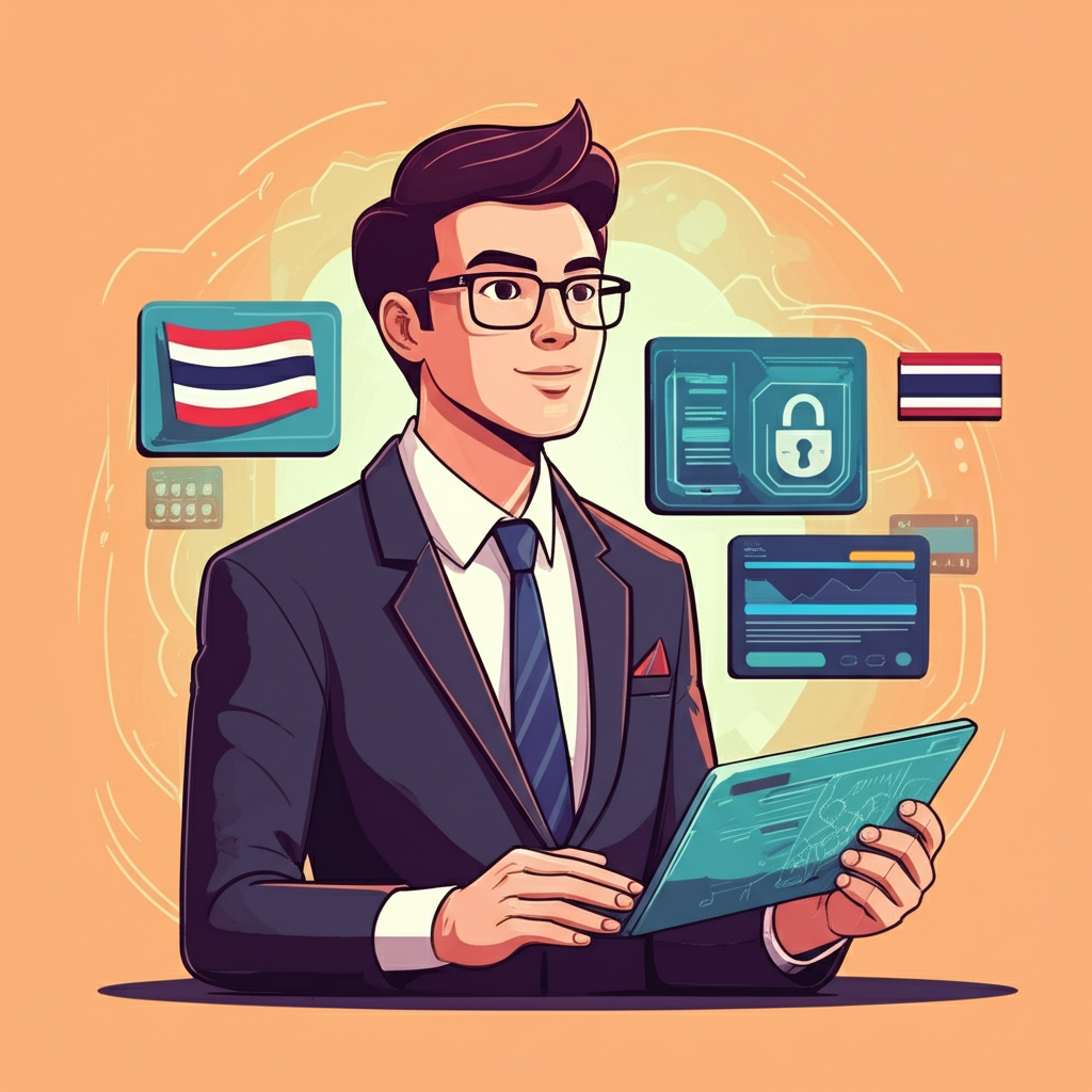 Thailand trader, secure platform, illustration