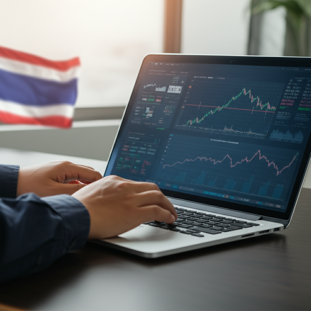 Thai investor engaging in secure online forex trading