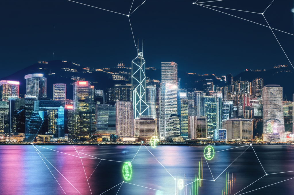 香港天際線與安全外匯交易插圖